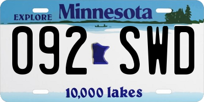 MN license plate 092SWD