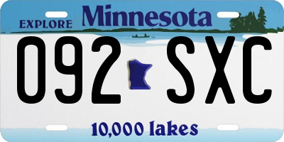MN license plate 092SXC