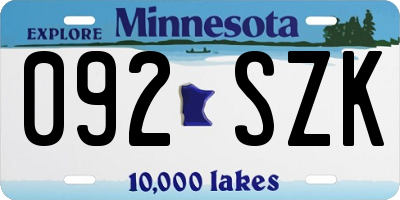 MN license plate 092SZK