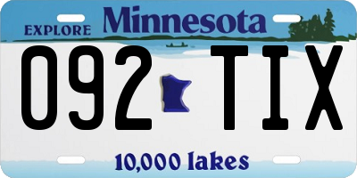MN license plate 092TIX