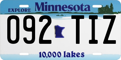 MN license plate 092TIZ