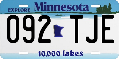 MN license plate 092TJE