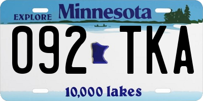 MN license plate 092TKA