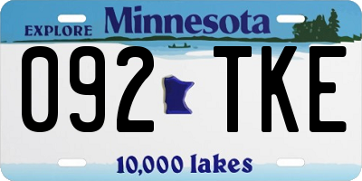 MN license plate 092TKE