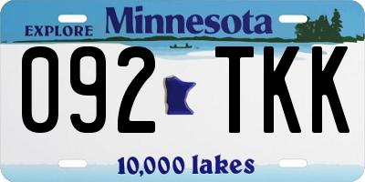 MN license plate 092TKK