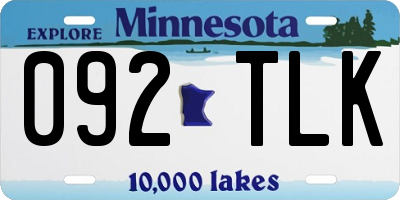 MN license plate 092TLK