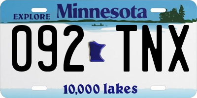 MN license plate 092TNX