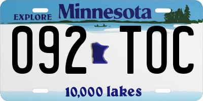 MN license plate 092TOC