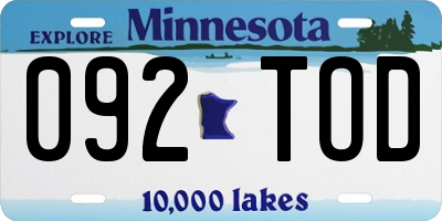 MN license plate 092TOD