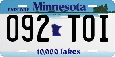 MN license plate 092TOI