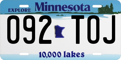 MN license plate 092TOJ