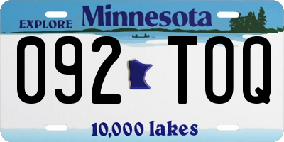 MN license plate 092TOQ