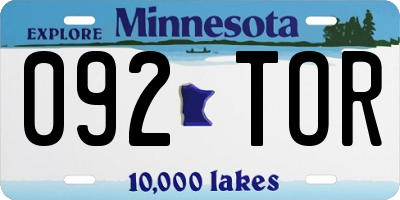 MN license plate 092TOR