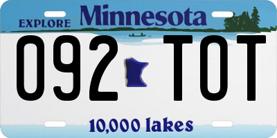 MN license plate 092TOT