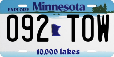MN license plate 092TOW