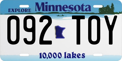 MN license plate 092TOY