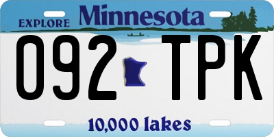 MN license plate 092TPK
