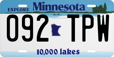 MN license plate 092TPW