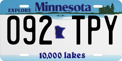 MN license plate 092TPY