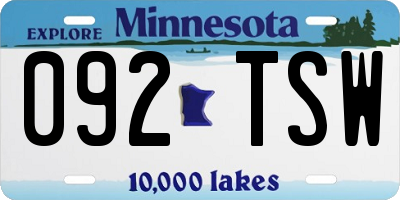 MN license plate 092TSW