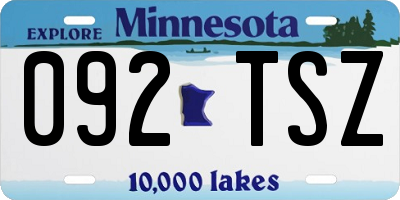 MN license plate 092TSZ