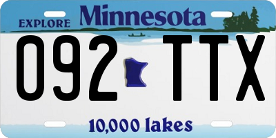 MN license plate 092TTX