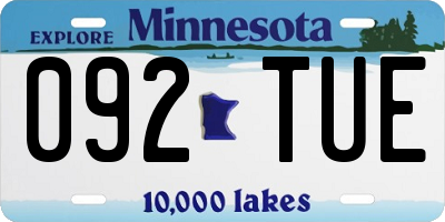 MN license plate 092TUE