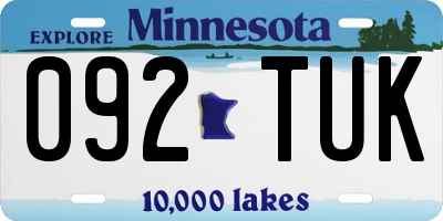 MN license plate 092TUK