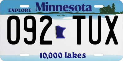 MN license plate 092TUX