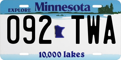 MN license plate 092TWA