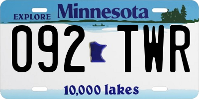 MN license plate 092TWR