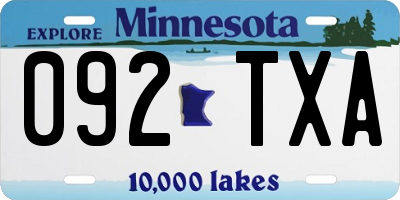 MN license plate 092TXA