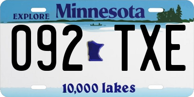 MN license plate 092TXE
