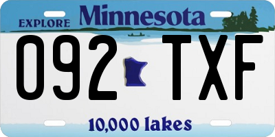 MN license plate 092TXF