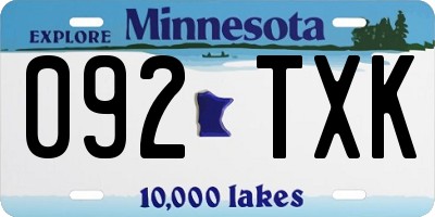 MN license plate 092TXK
