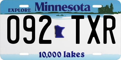 MN license plate 092TXR