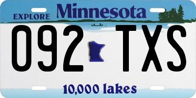 MN license plate 092TXS