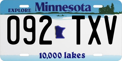 MN license plate 092TXV