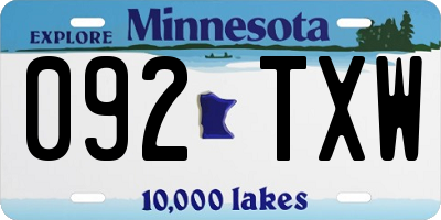 MN license plate 092TXW