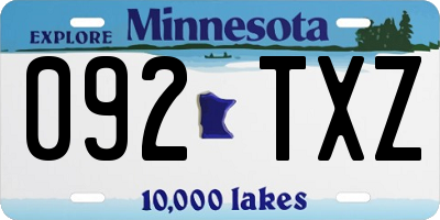 MN license plate 092TXZ