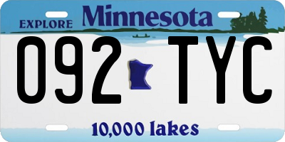 MN license plate 092TYC