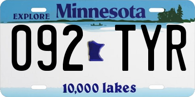 MN license plate 092TYR