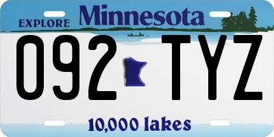 MN license plate 092TYZ
