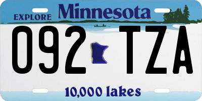 MN license plate 092TZA