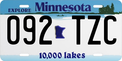 MN license plate 092TZC