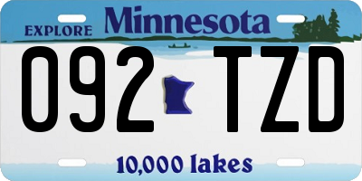 MN license plate 092TZD