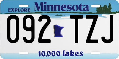 MN license plate 092TZJ