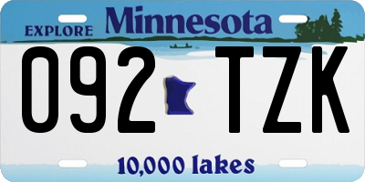 MN license plate 092TZK