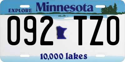 MN license plate 092TZO