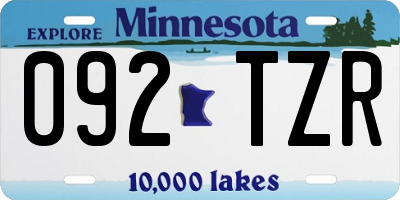 MN license plate 092TZR